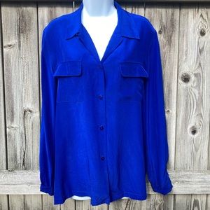 Silk Blouse Luxury Colbalt Blue Sz 12
